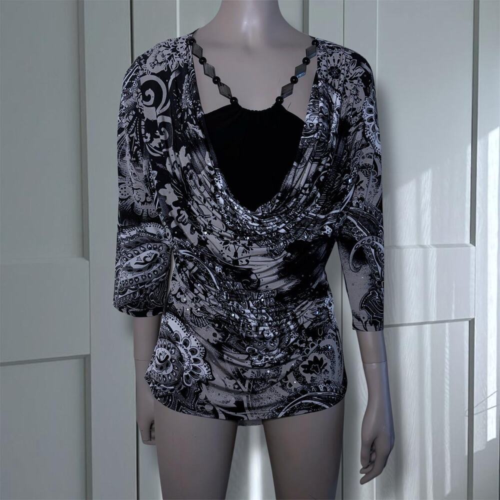 Y2k mixed print layered cowl